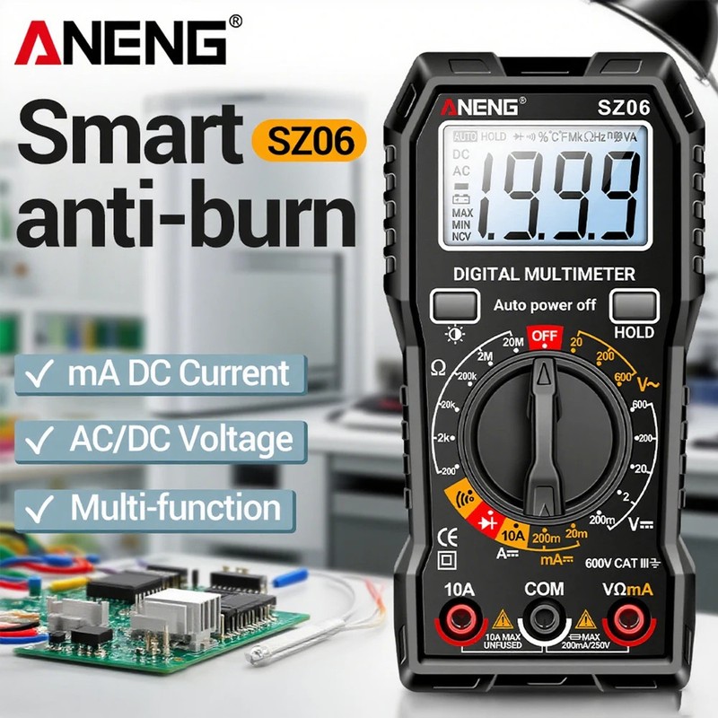 Car Inspection Multimeter 600V Multi-Tester 2000 Counts DIY Repairs Tool AC/DC