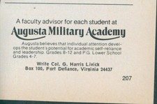 1976 Augusta Military Academy Col Harris Livick Fort Defiance Virginia Ad GH5