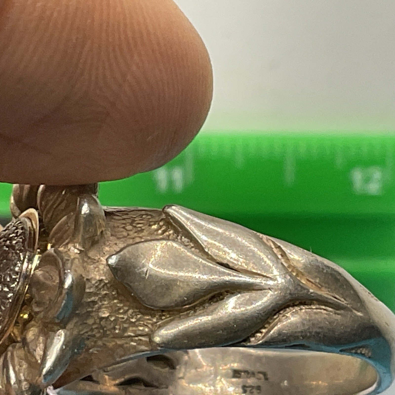 Sterling Silver ring rhinestone rosette flower ri… - image 6