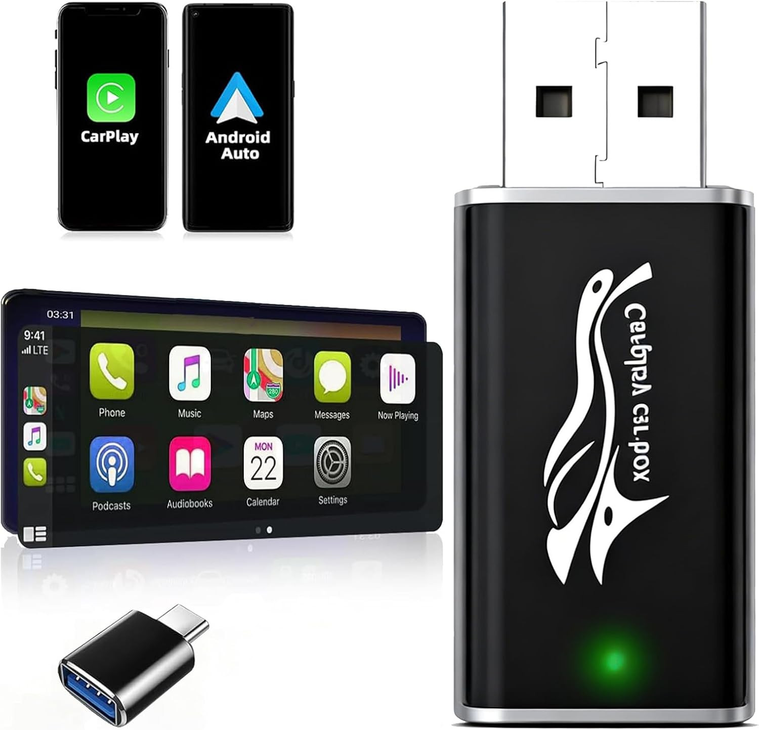 Adattatore Carplay Wireless,Carplay Dongle Adattatore Android Auto Wireless 2 in