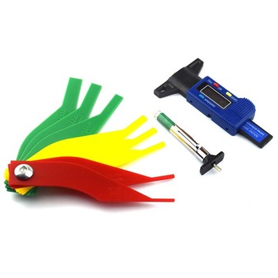 3PCS Digital Tire Tread Depth Gauge and Brake Pad Measuring Tool, Color Coded..