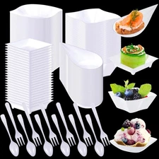 Tessco 400 Pcs Mini Dessert Plates Set, Including 200 Disposable Appetizer Pl...