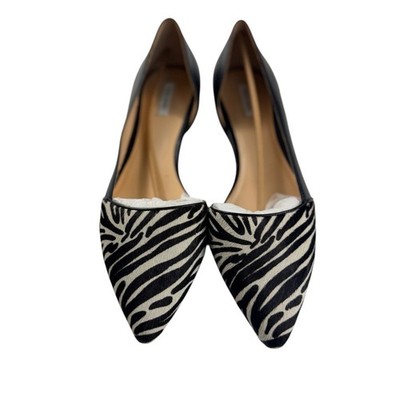 Cole Haan Amalia Skimmer Flats 10.5B Zebra Print Calf Hair Black D42152