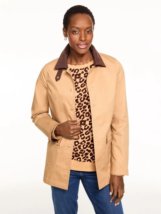 Coated Cotton Barn Jacket at Talbots, NWT $249, All size, color RED CURRANT - Image 4 of 4