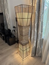 Lindby Jacinto Floor Lamp Bamboo Jute Hemp Height 130 Cm Brown With Hue Bulbs