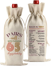 Funny 65Th Birthday Gifts for Women Men Wine Bag Happy Anniversary 65Th Birthday