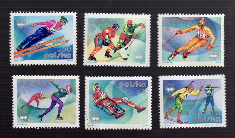 POLAND (1975) WINTER OLYMPICS - INNSBRUCK (FULL set 6) 5 MNH, 1 used Sc #2505-10