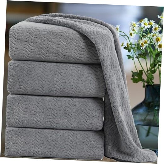 Ultra Soft Extra Large Bath Towel Set of 4 in Dark Gray