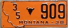 1938 Montana License Plate - Restored - Sanders County — photo 1