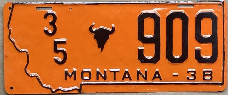 1938 Montana License Plate - Restored - Sanders County
