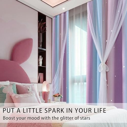 Blackout Curtains for 63 inches Long, Girls Bedroom Decro, Window Ombre - Picture 3 of 8