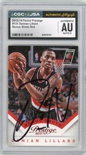 DAMIAN LILLARD Signed 2013-14 Panini Prestige #131 Bonus Shots Red 9 CGC/JSA