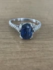 Vintage Sterling Silver Solitaire Oval Sapphire Braided Ring Sz 5 Pinky Ring