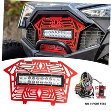 UTV Front Mesh Grille/Fascia Grill with 11" Dual Row Straight Light Bar