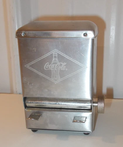 Vintage Coca Cola Logo Stainless Steel Turn Knob Toothpick Dispenser