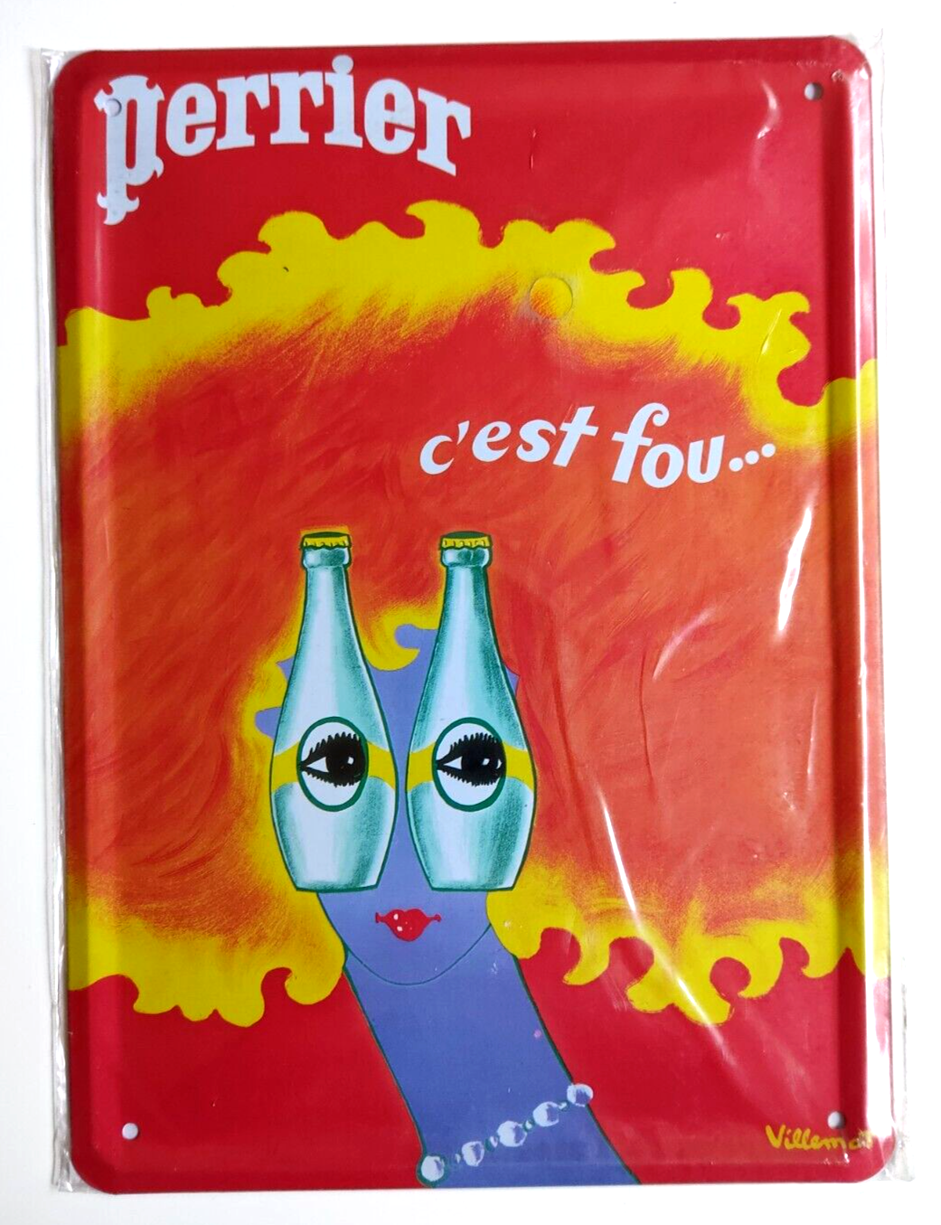 Plaque en métal vintage avec motif de jeunes pingouins avec neige