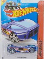 Hot Wheels #BFD22 HW Race NIGHT BURNER Blue w/White Pr5 Spoke