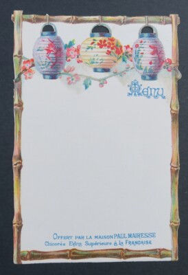 MENU table card PAUL MAIRESSE chicory lantern restaurant card gastronomy