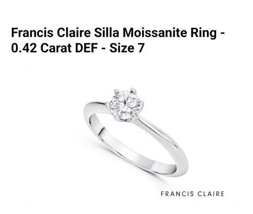 Neu Francis Claire Silla Moissanit Ring 0,42 ct. Größe 7 DEF Farbedelstein - Bild 5 von 11