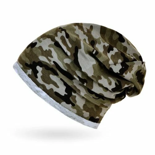 NEVERLESS Herren Beanie Camoflage Camo-Muster Mütze Slouch Oversized Outdoor Herbst