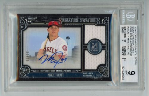 Mike Trout 2016 Topps Museum Collection Dual Relic Auto #30/30 BGS 9 MINT Angels