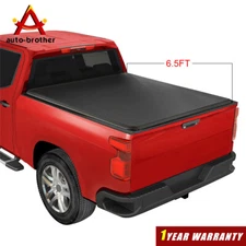 Soft Top Roll-up Tonneau Cover 6.5ft Short Bed For Silverado/Sierra 14-25 Vinyl
