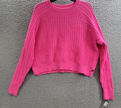 French Connection Mozart Popcorn Sweater Women's XL Bright Prosecco Pink L/S