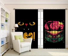3D Night Bat Cat ZHUA2332 Photo Curtain Window Blockout Fabric Amy 2023