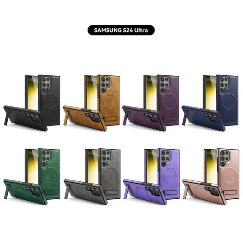 Funda de teléfono con soporte a prueba de golpes PU para Samsung Galaxy S25 S24 FE S23 Ultra S22 Plus - Imagen 2 de 22