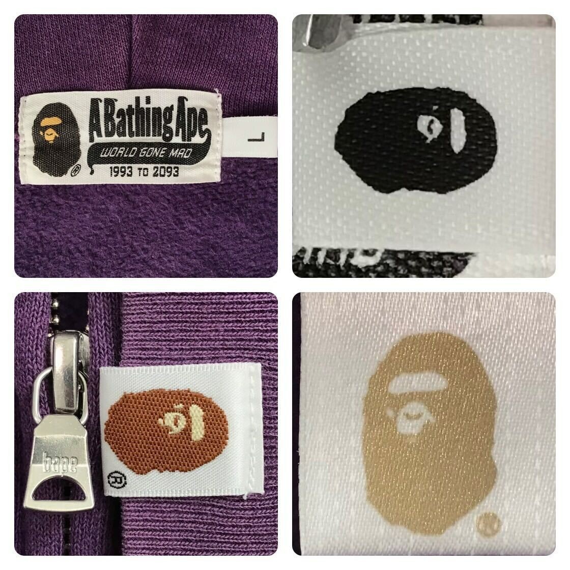 Purple x BAPE camo shark full zip hoodie A Bathing Ape Size