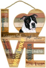 Pitbull Blk Wht Love Word Art Wood Cut Out 8x11 Hanging Dog Sign Gift Home L86