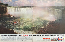 Humble Oil Esso Gas Niagara Falls Boat "Happy Motoring" Vintage Print Ad 1961