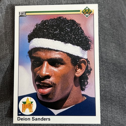 1990 Upper Deck DEION SANDERS New York Yankees Baseball Football Rookie Card #13 - Foto 6 di 6