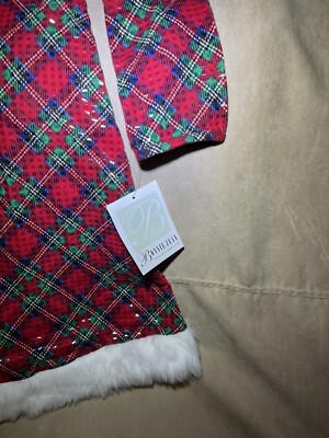 Bonnie Jean Girls Red/Green Plaid Sequin Santa Christmas Dress Sz 16 Fur  Hem $64 | eBay