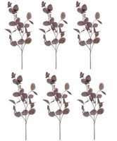 6Er Set KüNstliche Eucalyptus Zweige H. 73Cm Lila Emerald BläTterzweige
