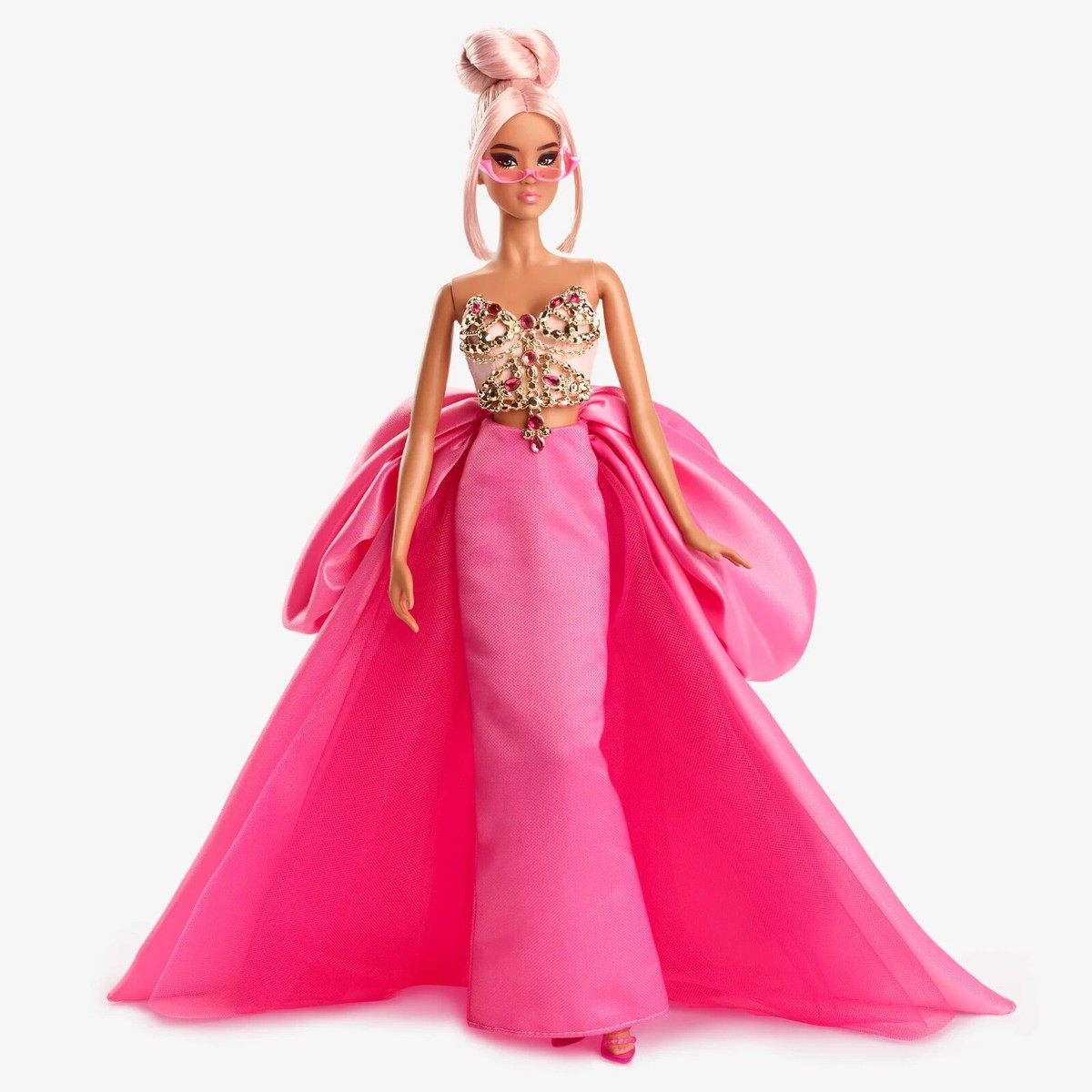 スポーツ選手 Barbie Doll Pink Satin Gown Barbie Pink Collection Doll 5 MATTEL HJW86