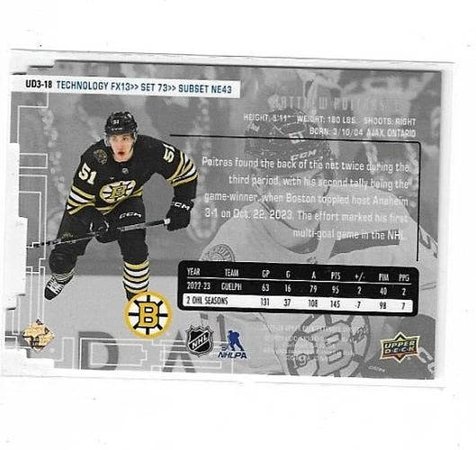 2023-24 Upper Deck Extended Series Matthew Poitras Rookie UD3 #UD3-18 - Image 2 of 2