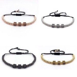 Authentic Charm Mens Bracelet 24kt Gold Plated Micro Pave Zircon Cube Macrame Bracelets
