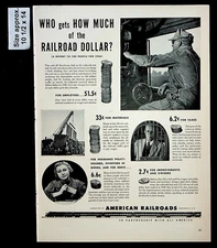 1947 Assoc. of American Railroads Travel Dollar Train Vintage Print Ad 31398