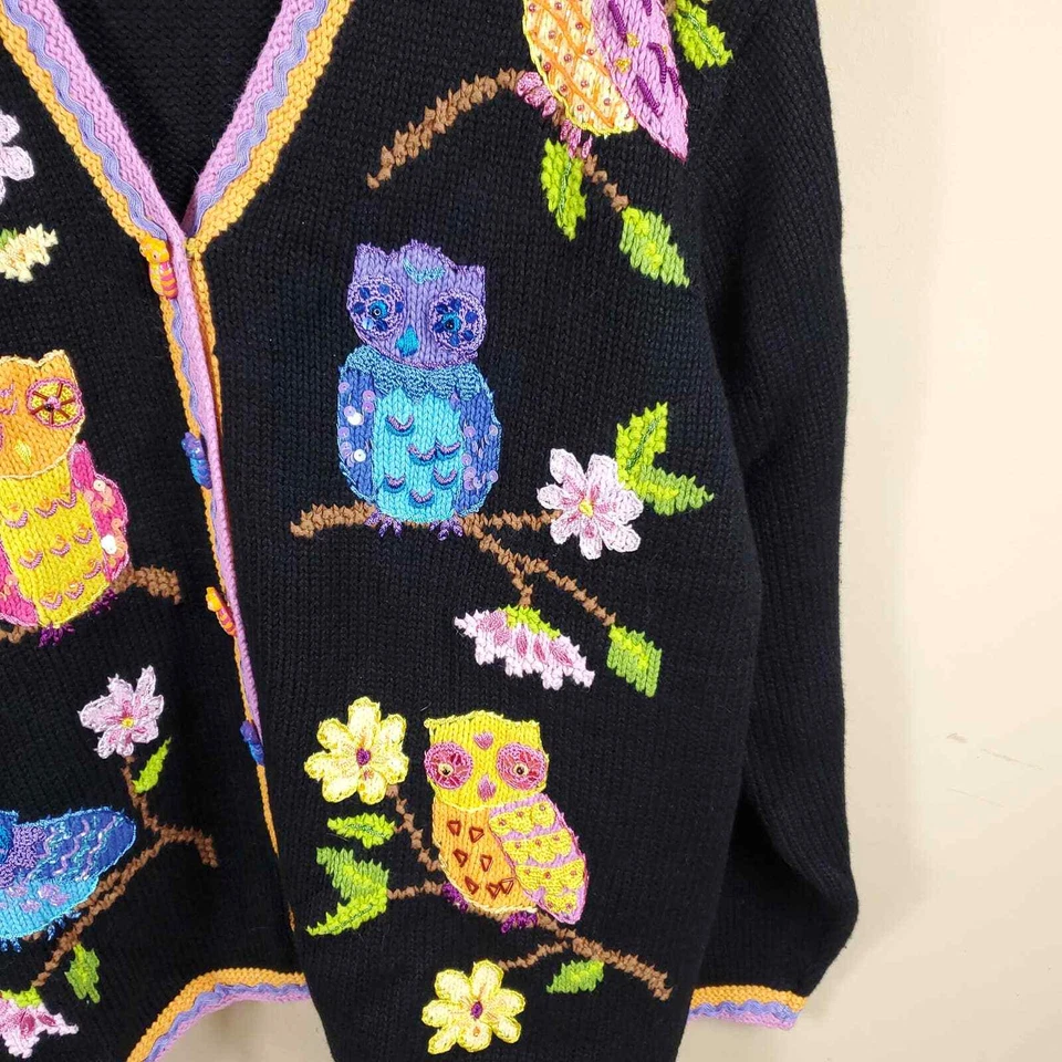 Storybook Knits Owl Button Front Cardigan Sweater Size 1X - Image 3 of 4