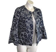 NWT Banana Republic Blazer Jacket 2 XS Navy Blue Floral Bell Sleeve NEW 129