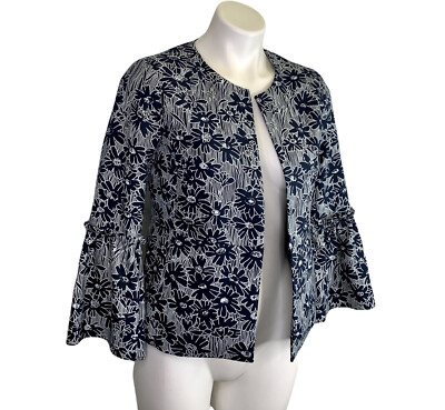 NWT Banana Republic Blazer Jacket XS Navy Blue Floral Bell