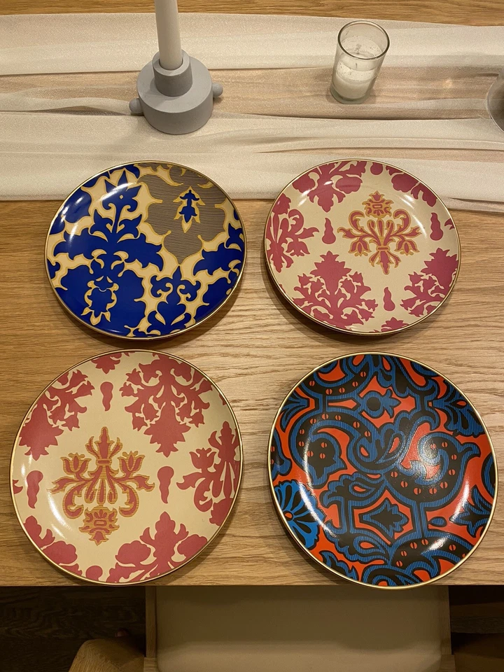 NUEVO Juego de 4 Platos de Ensalada de Postre Tracy Reese Borde Oro 18K Neiman Marcus Target Foto 2 de 2