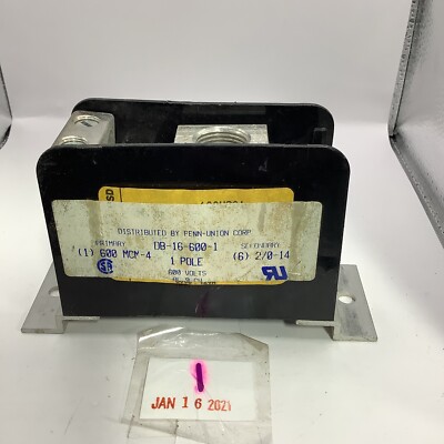 DB-16-600-1 Power Distribution Block (1) 600 MCM-4    (6) 2/0-14   1 Pole