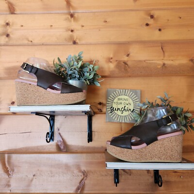 Worishofer 197 Brown Leather Cork Wedge Sandals German Ortho Comfort Shoes Sz 38