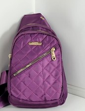 "4-in-1 Plum Handbag: Crossbody, Shoulder Bag, Backpack, & Fanny Pack with Multi