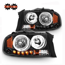 97-04 Dodge Dakota 98-03 Durango 1pc Headlights Wdual Halos Black Housing Sport
