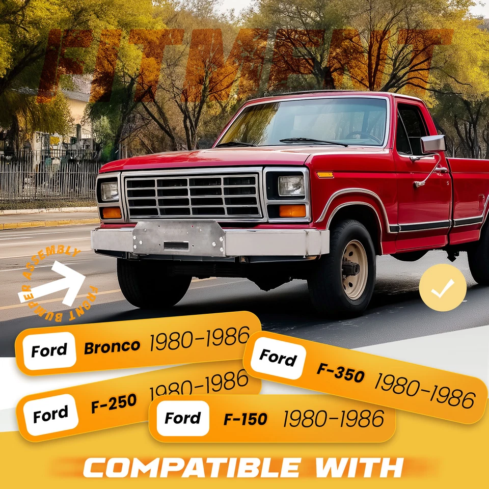 Conjunto de parachoques delantero de aceite antioxidante crudo para Ford Bronco F150 F250 F350 80-86 Foto 2 de 4