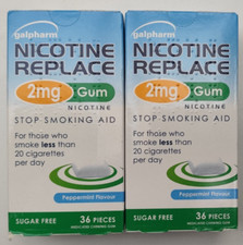 Galpharm Nicotine Gum 2mg x2 Packs of 36 72 Total Sugar Free Peppermint Stop Aid