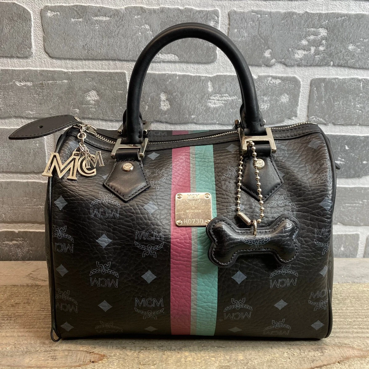 mcm black monogram bag